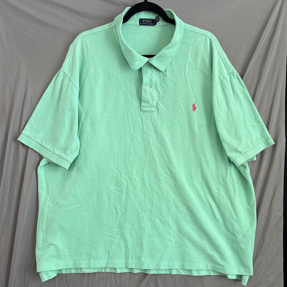Polo Ralph Lauren Polo Shirt 3XB Mint Green Preppy Cotton Pique Logo 2123